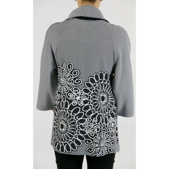 Joseph Ribkoff Sz 6 Jacket Blazer Coat Black White Boho Office Retro Designer - Picture 3 of 12